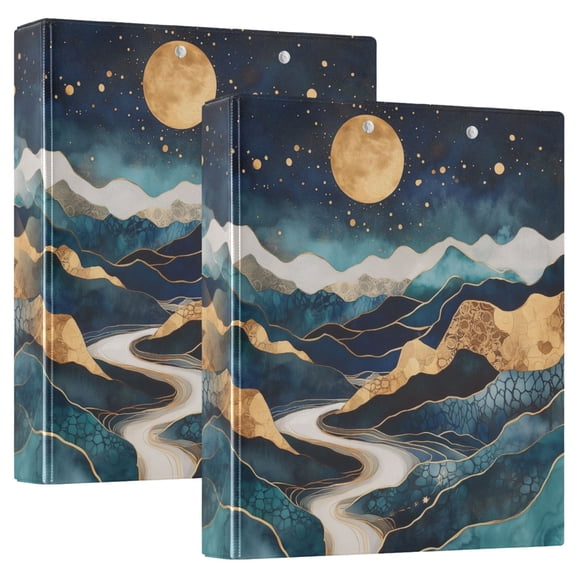 FORMRS 3 Ring Binder 1.5 inch with Pockets Set of 2 Clip Board 200 Sheets Capacity, Green Mountains