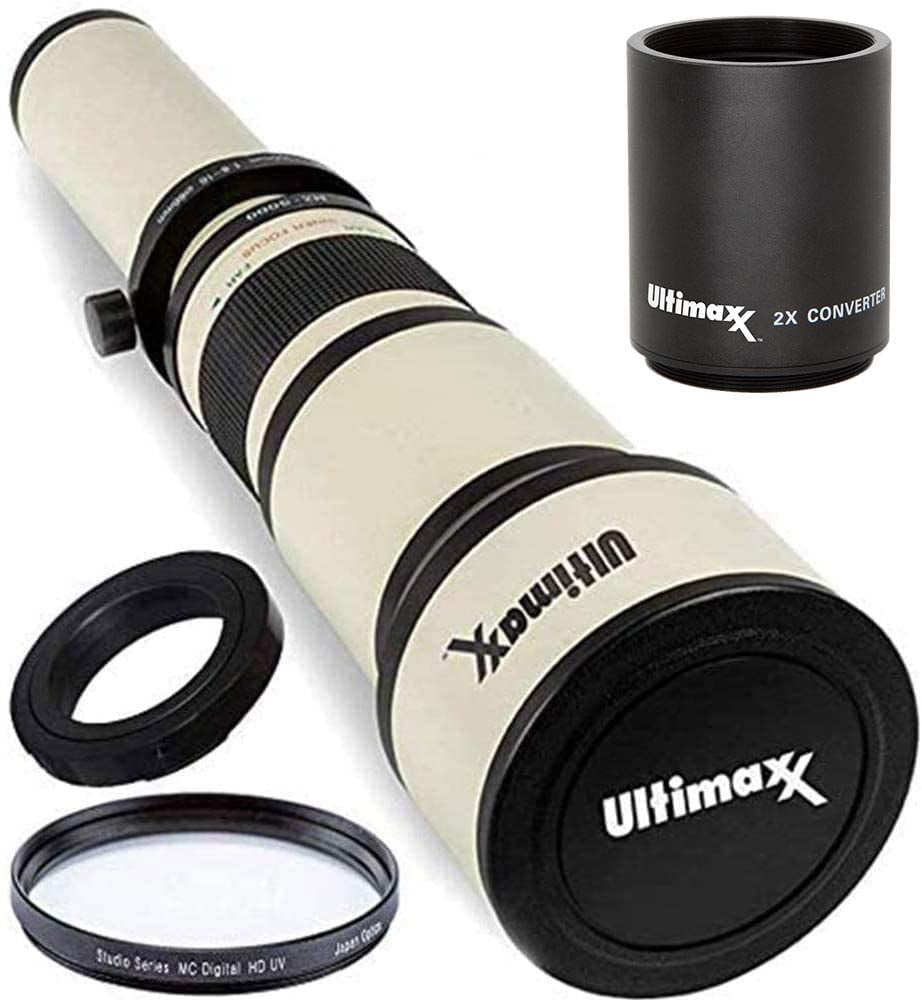 Commander Optics Super 650-1300mm / 2600mm Photo Essential Accessory Kit with 2X Teleconverter f/8 Manual Telephoto Zoom Lens for Nikon F Mount DSLR Cameras