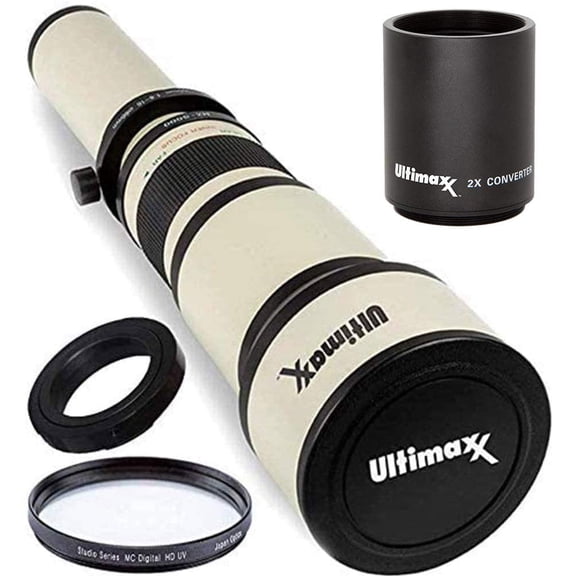 Ultimaxx 650-1300mm (w/ 2x Converter: 1300-2600mm) Telephoto Zoom Lens with Kit for Nikon F-Mount Cameras with Protective UV Filter & More