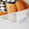 thumbnail image 5 of Erosebridal Boho Pumpkins Bed Spread Queen, Hippie Plaid Bow Queen Coverlet Set for Boys Girls, White Orange Light Blue, 3 Pieces 1 Quilt and 2 Pillowcases, 5 of 7