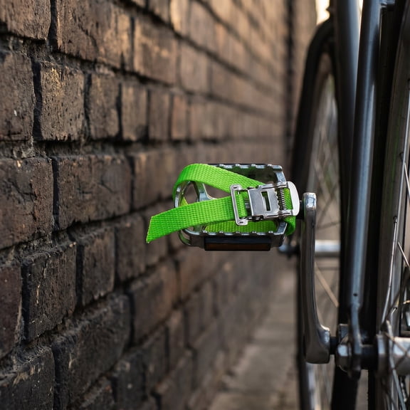 Uonlytech 4Pcs Light Green Bicycle Toe Clip Straps with Clamp Lock Easy Install for Outdoor and Stationary Bikes