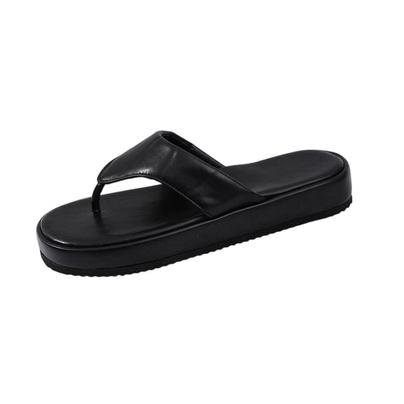 Women Platform Thong Sandal Trendy Faux Leather Yoga Mat Comfortable Walking Cushion Sandals Slip On Indoor Outdoor