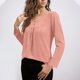 thumbnail image 3 of Camisas de Manga Corta para las Mujeres Casual Color Sólido Blusas Plisadas, Moda Cuello Redondo Tops de Verano para la Fiesta, 3 of 8