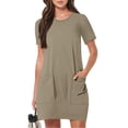 thumbnail image 2 of Bovxnpu Summer Dresses for Women, Short Sleeve T Shirt Dress Casual Mini Dresses, Women Summer Short Sleeve Crewneck Pocket Dress, 2 of 8