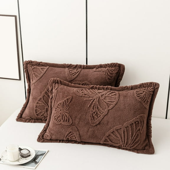 Standard Pillow Cases Double Sided Velvet Pillowcases, Milk Velvet Thickened Warm Pillow Covers, Luxury Bedding Set 2PC, Soft Skin Friendly Home Decor