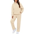 thumbnail image 4 of Huankd Womens Sweatsuits 2 Piece Set 2026 Casual Winter Long Sleeve Hoodie Loose Wide Leg Sweatpants Spring Tracksuit Beige XL, 4 of 8
