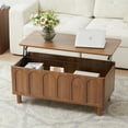 thumbnail image 7 of YOCWO Lift Top Coffee Table with Hidden Compartment & Storage Shelve, Arched Fluted Coffee Table for Living Room, Walnut, 7 of 7