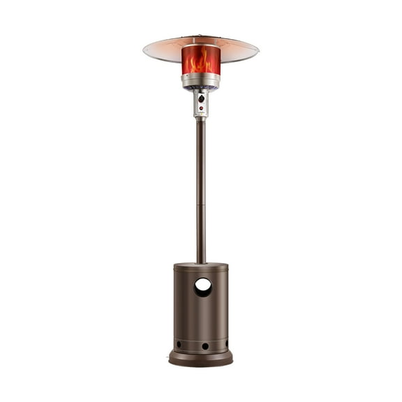 VEVOR Patio Heater for Outdoor Use, 50000BTU Propane Heater Tall Hammered With Round Table Design, Metal Burner and Wheels, Fixed Outdoor Patio Flame Heater for Patio, Party, Backyard, Garden, Bronze