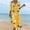 Yellow, variant on QUNYINEY Casual Dresses for Women 3/4 Sleeve Midi Floral Beach A Line Dress Loose Fit V Neck Dresses