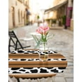 thumbnail image 4 of Mexico Animals Black White Cow Skin Stripes Fitted Round Tablecloths Elastic Edged Table Covers 36"-44",Brown Texture Waterproof Dining Room Table Cloth for Kitchen Holiday Party Tables Decor, 4 of 6