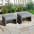 thumbnail image 2 of Gymax 2 Pieces Patio PE Rattan Ottomans with Soft Zippered Cushions for Deck Gray, 2 of 9