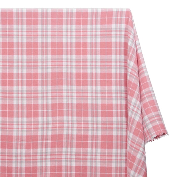 Flannel Brushed Hypoallergenic Cotton Tartan Plaid Geometric #18 Yarn Dyed Fabric By The Yard To Sew Apparel, Accessories, & Décor - Pink / White (1 Yard)
