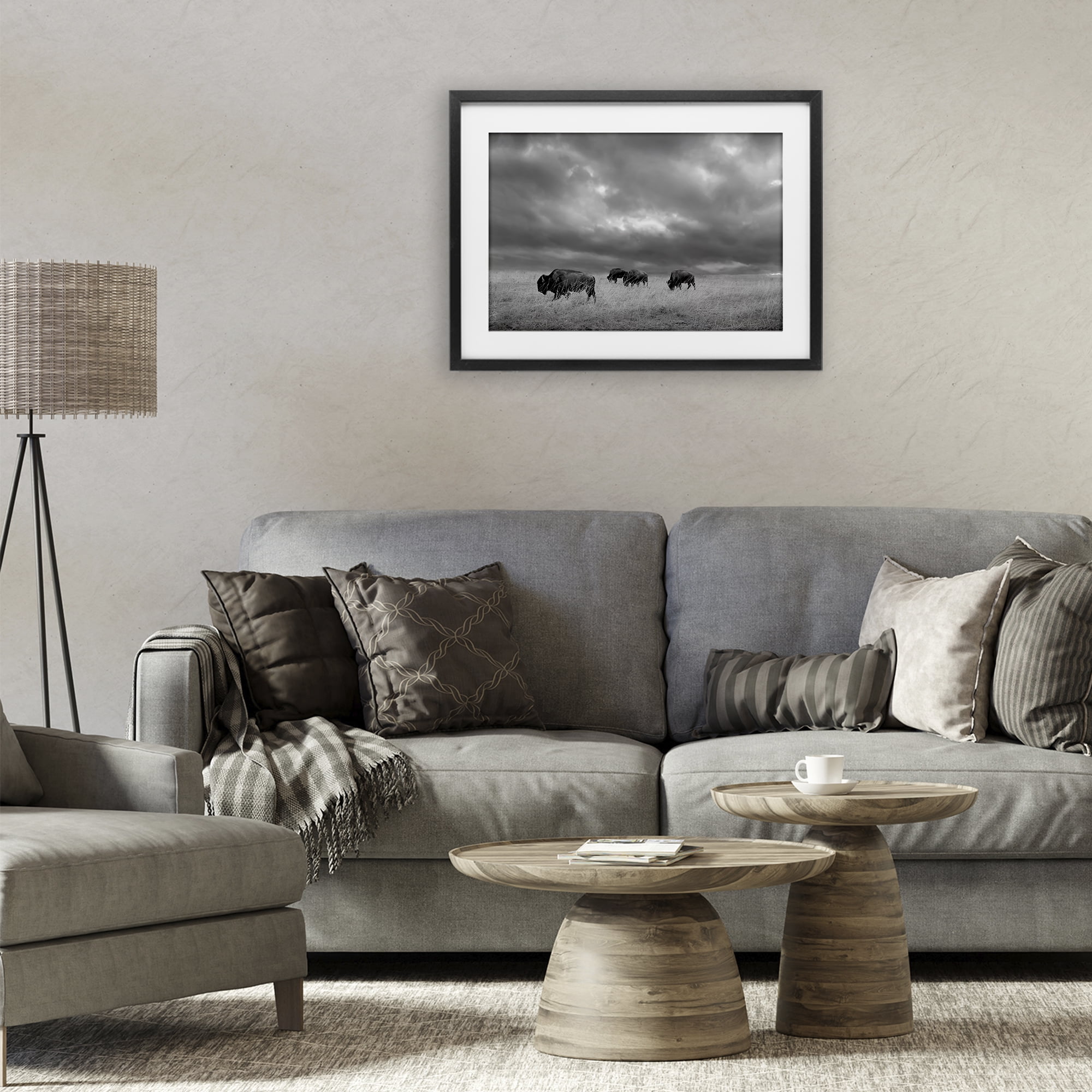 Stupell Industries Bisons Under an Autumn Sky Black Framed Print Under Glass, design by Steve Toole
