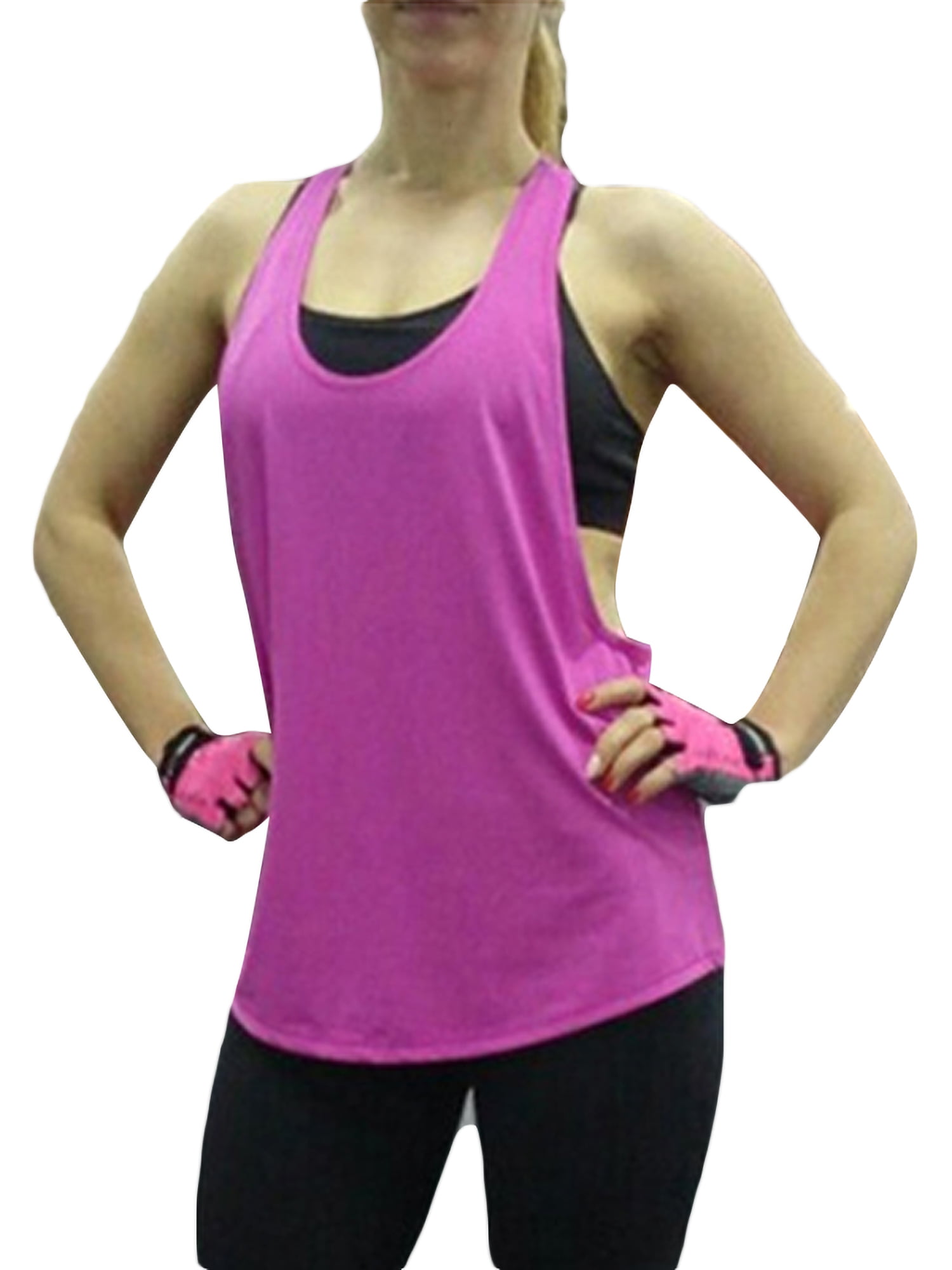 Rockia Yoga Tank Top Spaghetti Strap V-Neck Vest Sleeveless Cami Irregular Hem Summer Running Activewear Tees