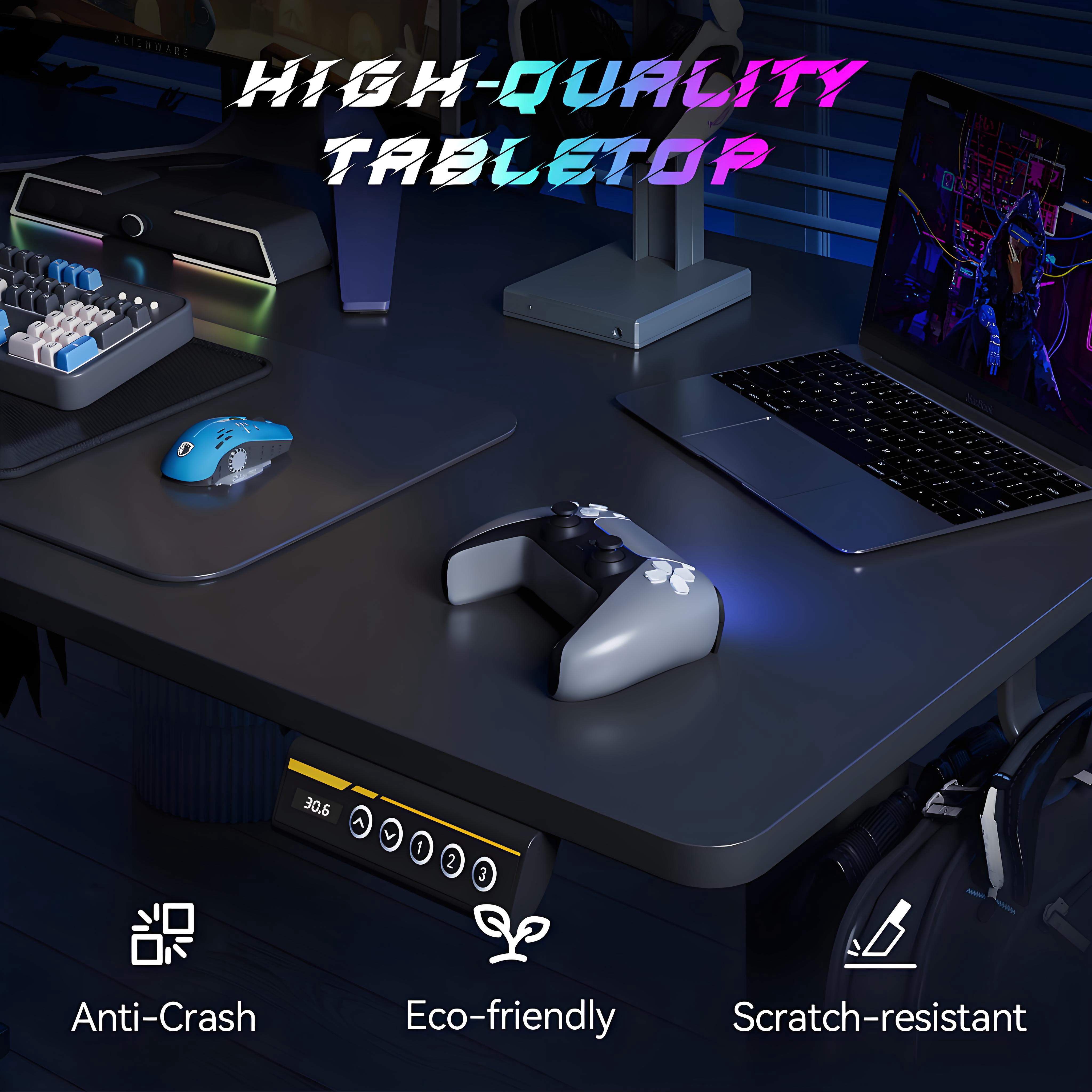 48"×24" Black Electric Height Adjustable Desk, Ergonomic Sit Stand Computer Workstation With 3 Custom Height Memory Presets and Child Lock for Home & Office