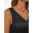 thumbnail image 4 of Women Silk Satin Tank Top V Neck Summer Blouse Sleeveless Shirt Business Casual Dressy Outfit Vacation Clothes Black L, 4 of 6
