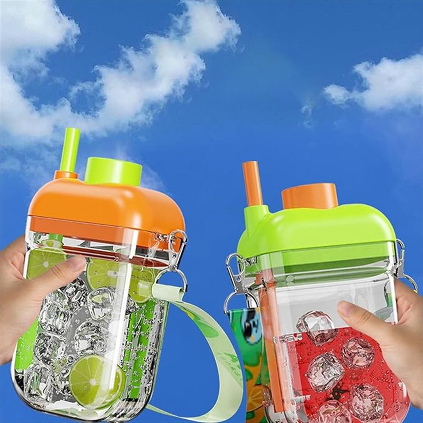 2 In 1 Ice Maker Water Bottle Portable Ice Cube Release Bottle One Press Leak Resistant Easy Clean Reusable Hydration Bottle Summer Drink Solution For Travel Camping Picnic Office Gym Outdoor Use
