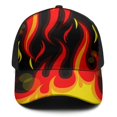 thumbnail image 2 of Adjustable Baseball Cap, Spliced Print Trucker Hat for Men & Women, Breathable Cotton Blend, Flame, 2 of 3