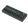 thumbnail image 1 of MIX1000 Low Noise 10 Channel Line Mixer, 10 Stereo Channel Mini Audio Mixer with RGB Light, 10 Input 1 Output, Stereo Mono Switching Mixer for Guitar Keyboard Drum Stage, 1 of 7
