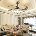 thumbnail image 3 of 42" Round Tiffany Ceiling Fan Light Retractable Blades LED Chandelier Lamp for Living Room, Bedroom, 3 of 24
