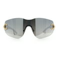 thumbnail image 4 of Womens Luxury Rimless Shield Bold Oversize Wrap Diva Sunglasses Silver - Silver Mirror, 4 of 8