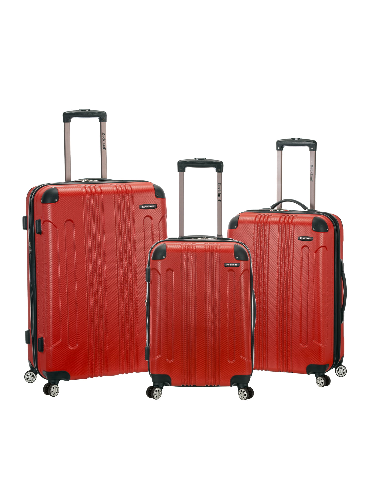 Rockland 3pc ABS Hardside Carry On Luggage Set - Red