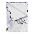 thumbnail image 2 of Watercolor Soft Flannel Fleece Throw Blanket, Paint Splashes of Leaves in Violet Tones, Cozy Plush for Indoor and Outdoor Use, 50" x 70", Ceil Blue White, by Ambesonne, 2 of 5