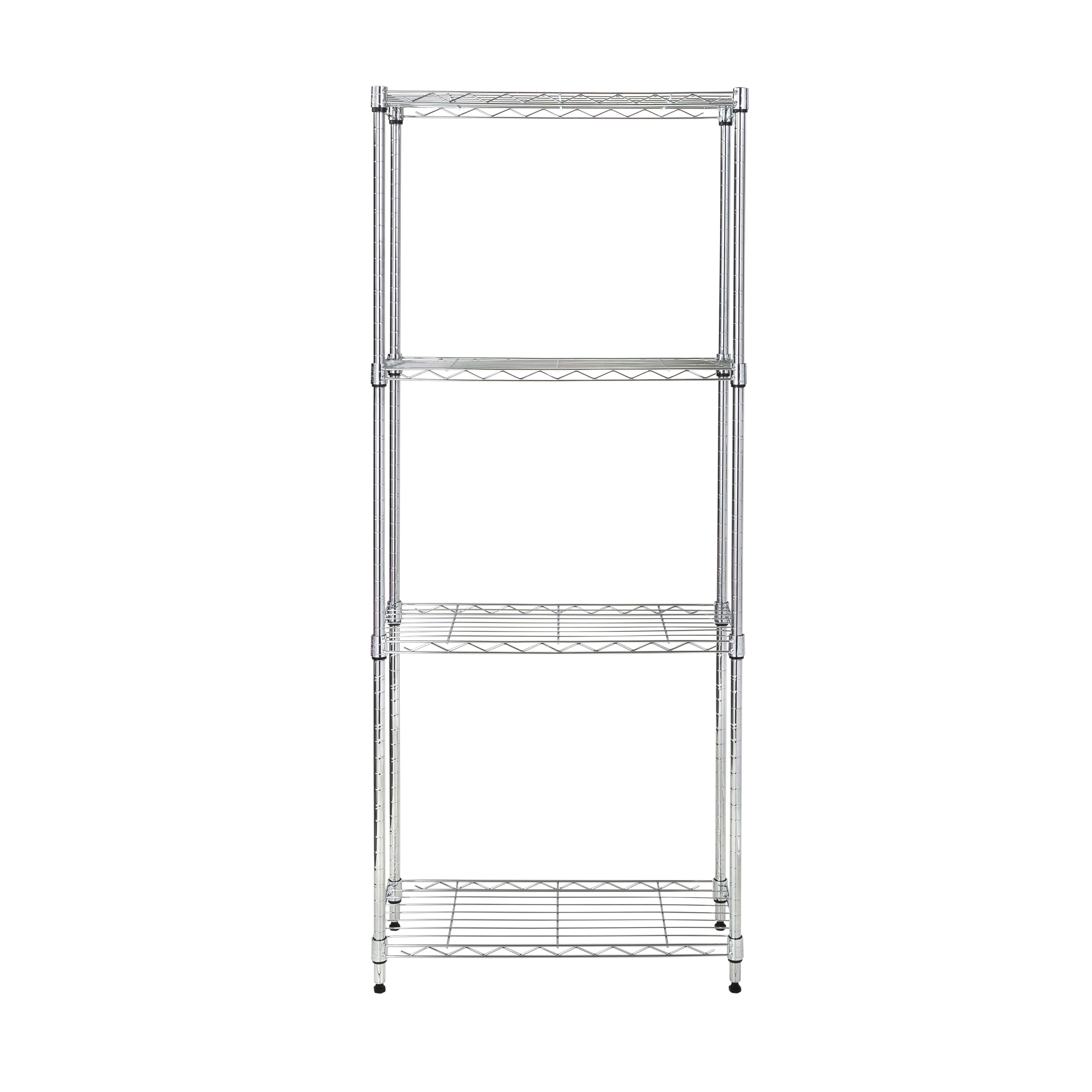 Honey-Can-Do 4-Tier Steel Slim Profile Shelving Unit, Chrome, Holds up to 100 lbs per Shelf