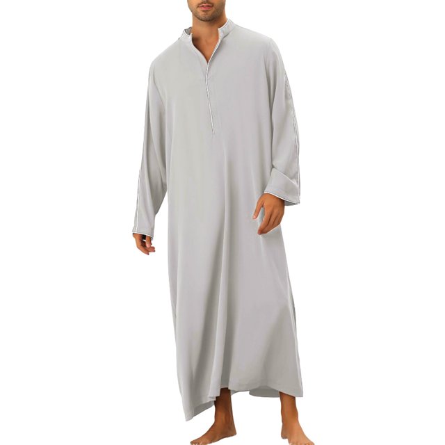 Robe Décontractée à Manches Longues avec Poche pour Hommes Robe Musulmane Chemises pour Hommes