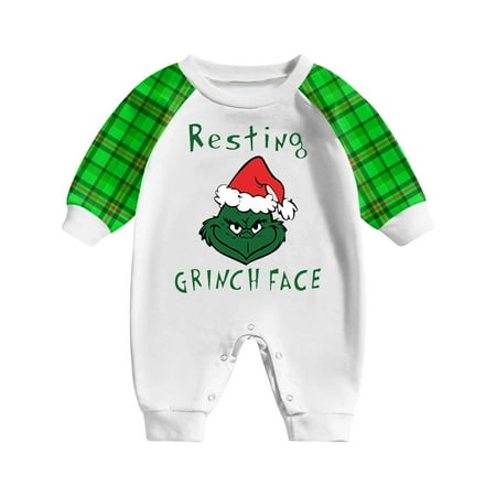 

Grinch Shirt Grinch Pajama Pants Christmas Prints Family Matching Long Sleeve Tops+Pants Set Family Matching Sets Baby 9 Months