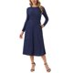 thumbnail image 2 of INSPIRE CHIC Vestidos de Otoño para Mujeres de Manga Larga Cuello Redondo Tejido A-Line Vestido Midi Casual L Azul Oscuro, 2 of 6