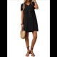 thumbnail image 1 of Vestido Bohemio de Fiesta para Mujer, de Corta, con Botones, Escote en V y Bolsillos, Color Negro, Talla S, 1 of 6