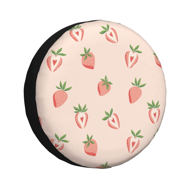 Fotbe Strawberries Funda de Llanta de Repuesto con Estampado, Engrosada, Ajuste Universal para Jeep, Remolque, RV, SUV, Camión-15 inch