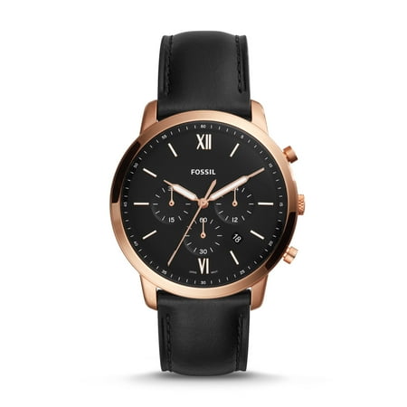Fossil Set Wrist Watch - Fossil Neutra Chronograph Mens Wrist Watch w/ Black Leather Band & Rose Gold