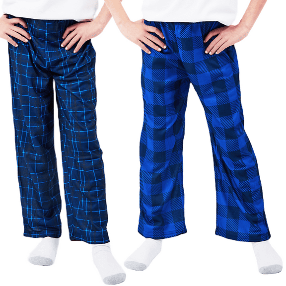 Blue Plaid & Dark Blue Plaid 2-Pack Toddler Boy's to Youth Boy's Sleep Pajama Pants-8