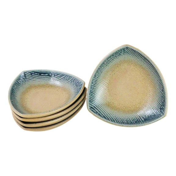 Set Of 5 Blue River Ao Nagashi Appetizer Salad Triangular Deep Serving Plates