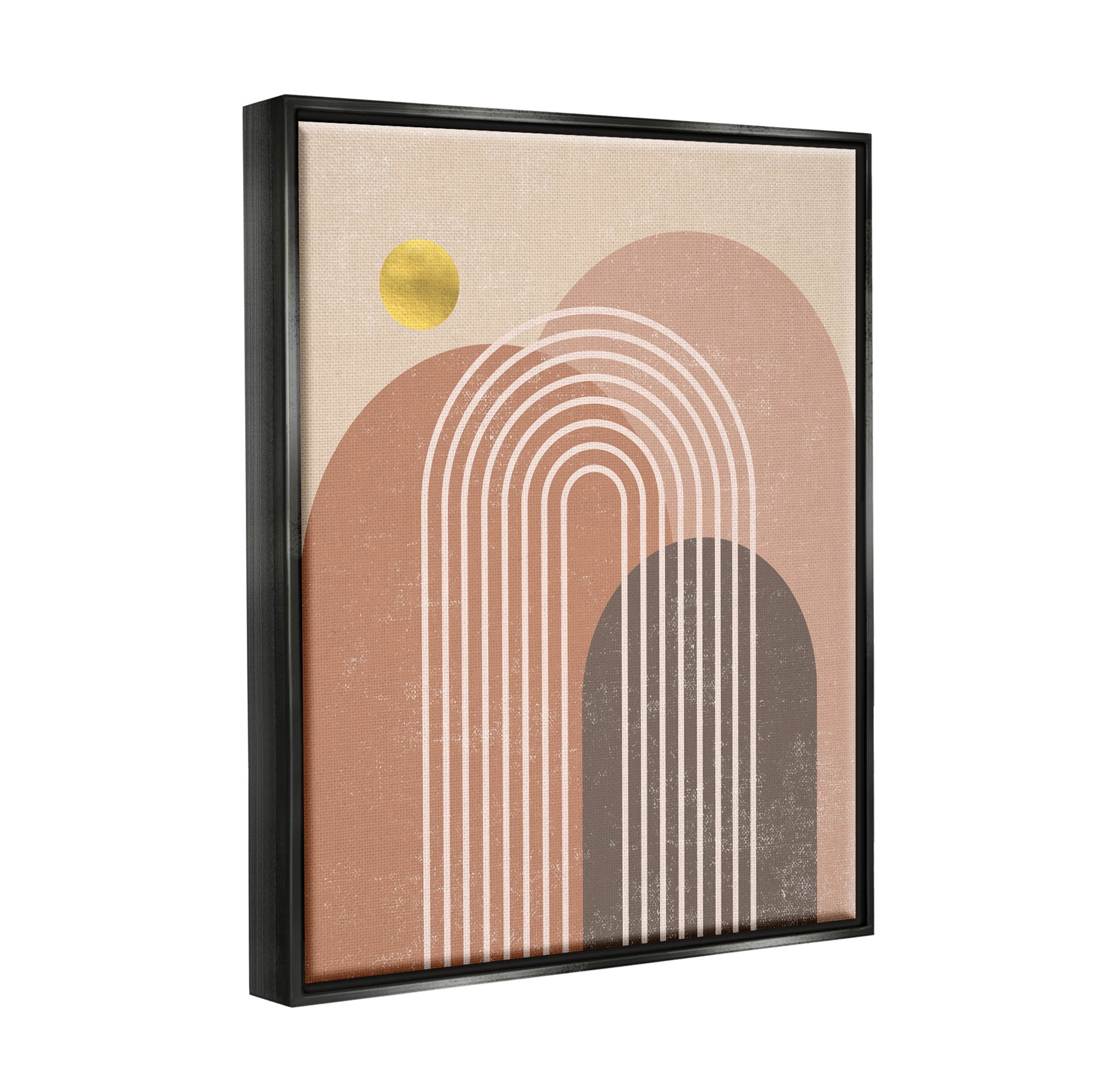 Stupell Industries Geometric Abstract Arch Shapes Graphic Art Jet Black Floating Framed Canvas Print Wall Art, Design by Caroline Alfreds