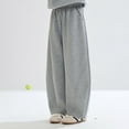 thumbnail image 6 of CPNG Girls Baggy Fleece Lined Sweatpants Wide Leg Sweat Pants Teen Girls Elastic High Waist Trousers Streetwear(Grey,3-4 Years), 6 of 6