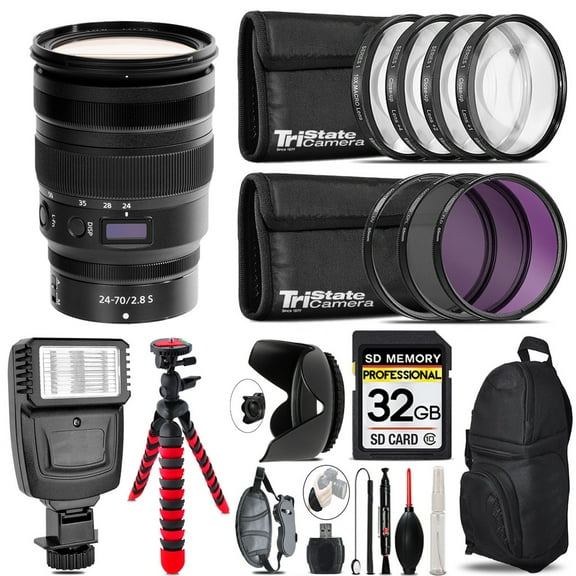 Nikon NIKKOR Z 24-70mm f/2.8 S Lens  Flash   Tripod & More - 32GB Accessory Kit (International Version)