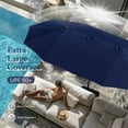 thumbnail image 5 of SUMMIT LIVING 15ft Double-Sided Solar Patio Umbrella with Base Large Outdoor Umbrella with 36 PCs LED Lights, Navy Blue, 5 of 10
