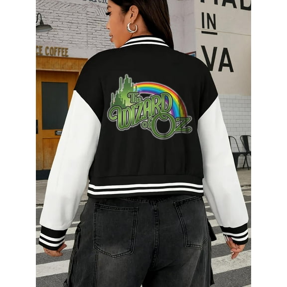 Women's Wizard Of Oz Baseball Jacket Hoodie Dorothy Emerald City Large Size Varsity Jacket for Women