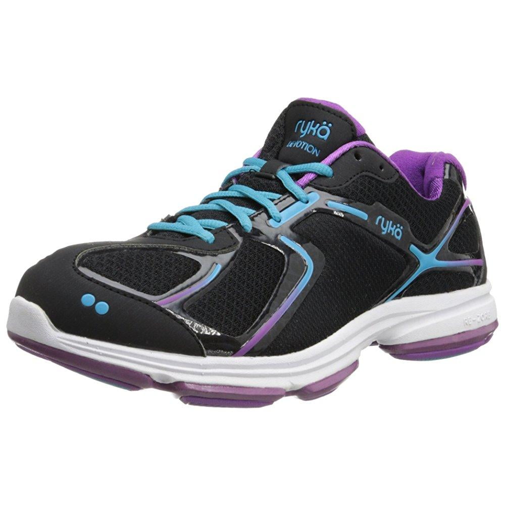 Ryka ryka women's devotion walking shoe,black/dark purple/light blue