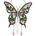 thumbnail image 2 of KY&BOSAM Crystal Butterfly Stain Glass Suncatcher Wind Chime Ornament Silver Zircon & Stained glass material & Crystal Pendant with Pressed Flower Wings Color box packing Make Happy Mother's Day Gift, 2 of 9