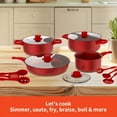 thumbnail image 4 of DEBGFS Induction Cookware Set 13 Pieces  Washable Brush Resistant Non-Stick Pans With Gumwood Handles  Kitchen Cookware Set With Frying Pan  Stewing Pot And Stockpot  Pan  Outdoor Set,Red, 4 of 7