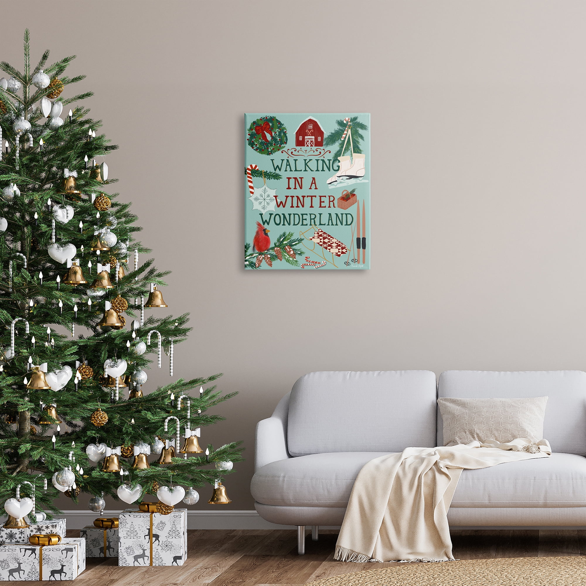 Stupell Industries Winter Wonderland Phrase Holiday Painting Gallery Wrapped Canvas Print Wall Art, 24 x 30