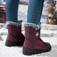 thumbnail image 4 of WAVSUF Women's Flat Wide Width Boots Round Toe Anti Slip Warm Soft Sole Winter Daily Snow Boots Wine Size 5.5, 4 of 5