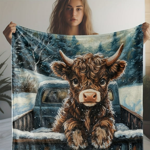 Flannel Blanket Calf Cedar Pattern Winter Blanket Warm Comfort Soft Blanket Suitable For Sofa Bed Car Office Camping Trips Best Holiday Gift Blanket Birthday Blanket Gift Blanket