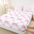 thumbnail image 3 of Manfei Girly Bowtie Fitted Sheet Full,Cute Pink Bow Bed Set,3-Piece,1 Fitted Sheet and 2 Pillowcases, 3 of 6