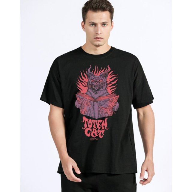 Camisetas Harajuku Goth Cat Harajuku para mujer Camiseta holgada de manga corta con estampado de verano ropa cómoda Camiseta de algodón Tops negros