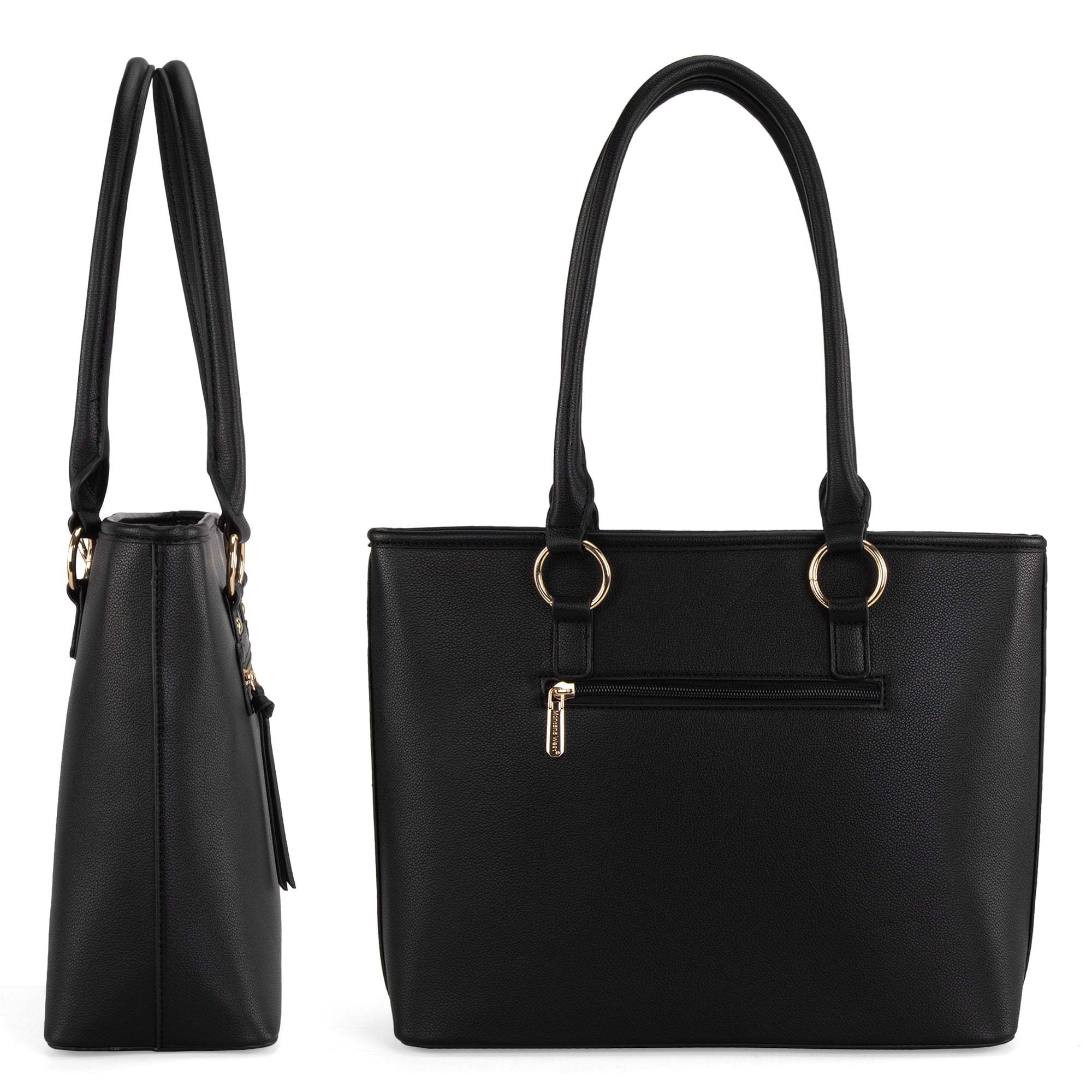 Montana West 2Pcs Handbags Set for Women Large Tote Bags Purse with Cute Crossbody bags, Black